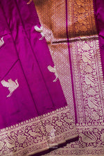 Handwoven Violet Banarasi Shikargah Katan Silk Saree