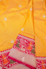 Handwoven Yellow Banarasi Katan Silk Saree