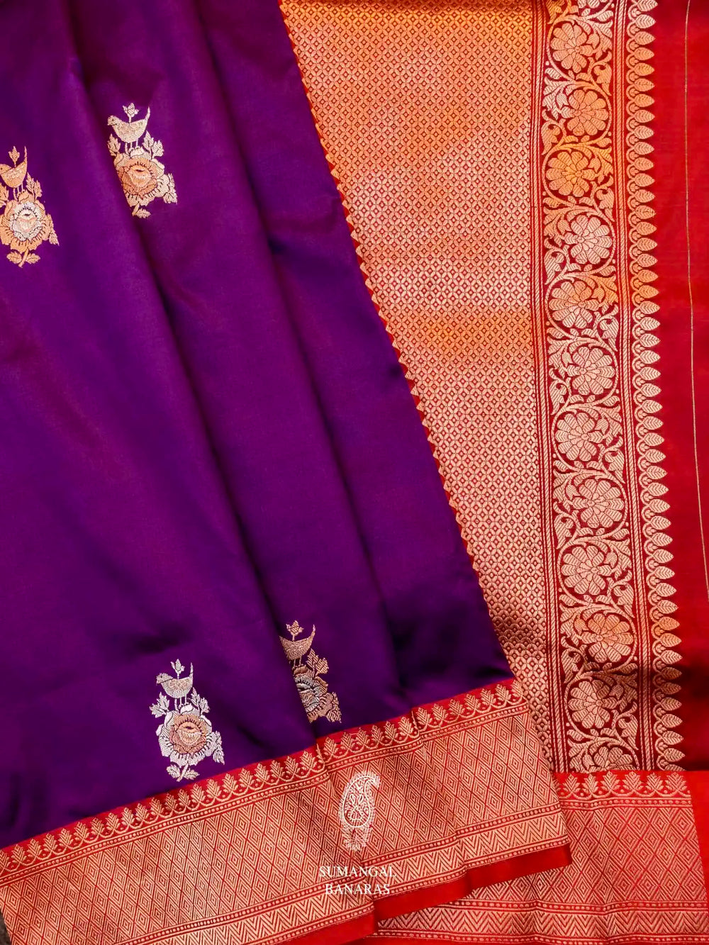 Handwoven Purple Banarasi Katan Silk Saree