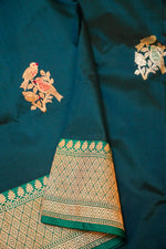 Handwoven Teal Green Banarasi Katan Silk Saree