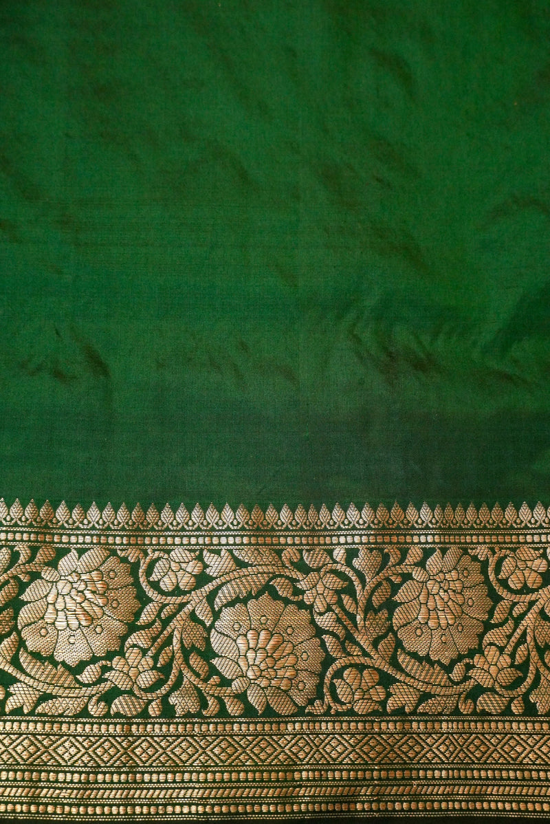 Handwoven Green Banarasi Katan Silk Saree