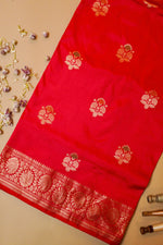 Handwoven Red Banarasi Katan Silk Saree