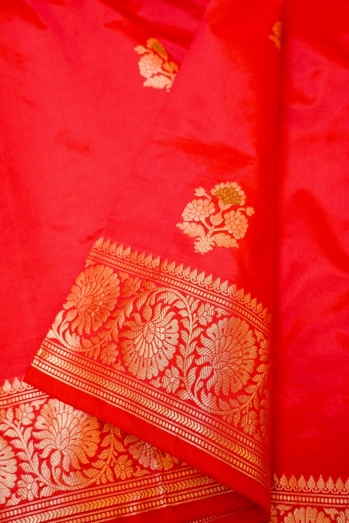 Handwoven Red Banarasi Katan Silk Saree