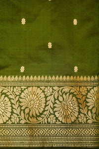Handwoven Mehdi Green Banarasi Katan Silk Saree