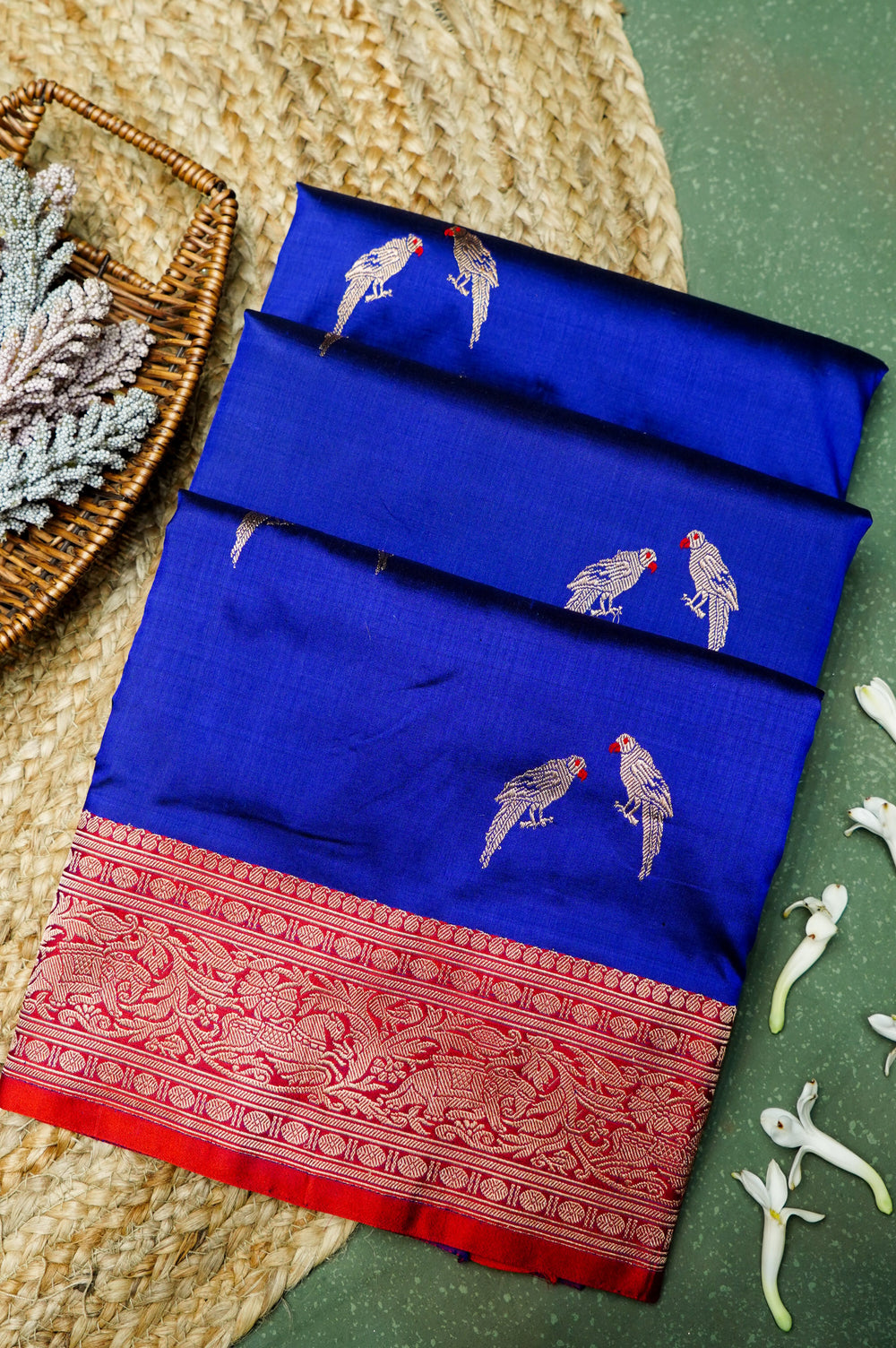 Handwoven Blue Banarasi Katan Silk Saree