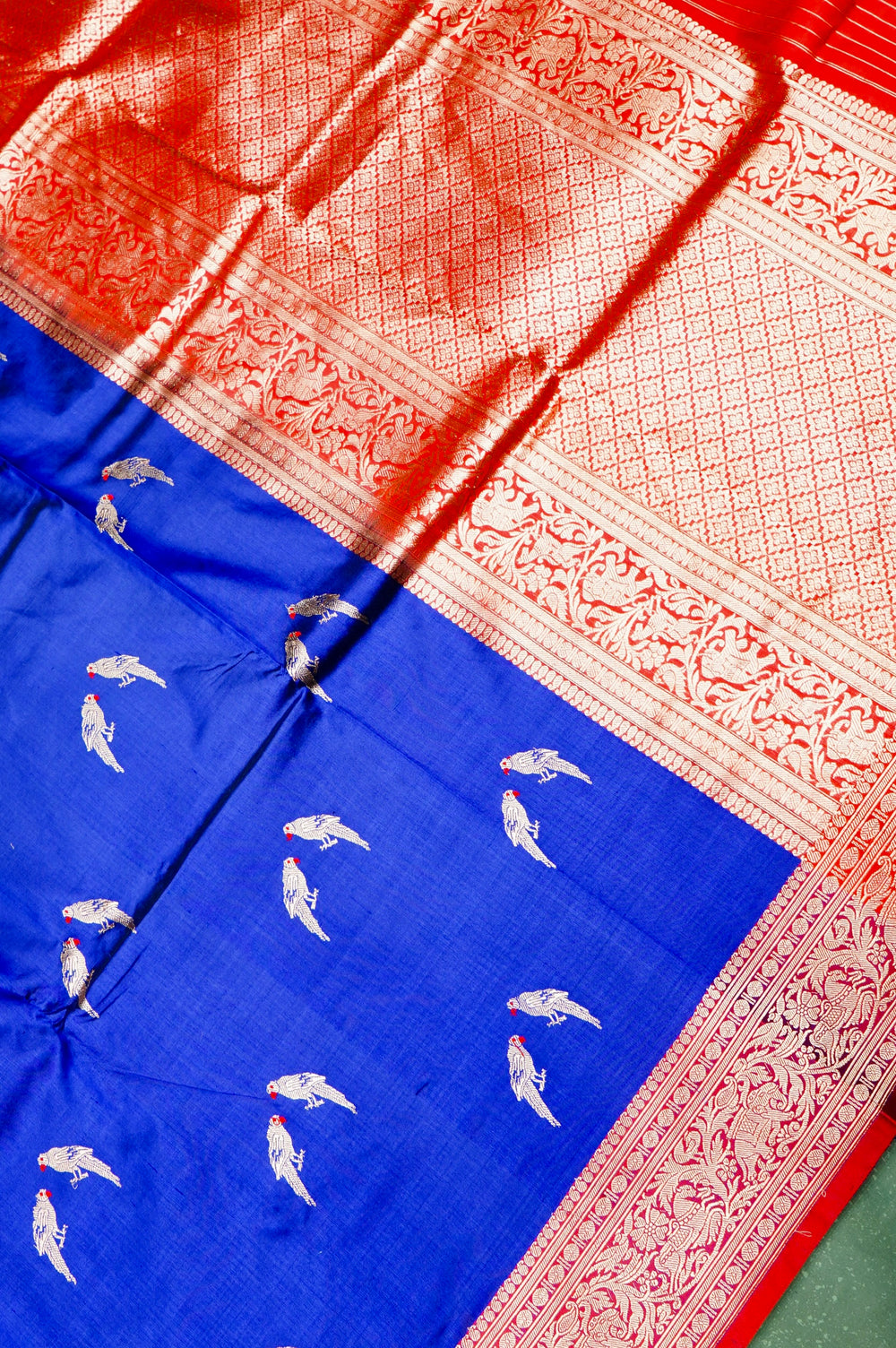 Handwoven Blue Banarasi Katan Silk Saree