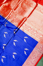 Handwoven Blue Banarasi Katan Silk Saree