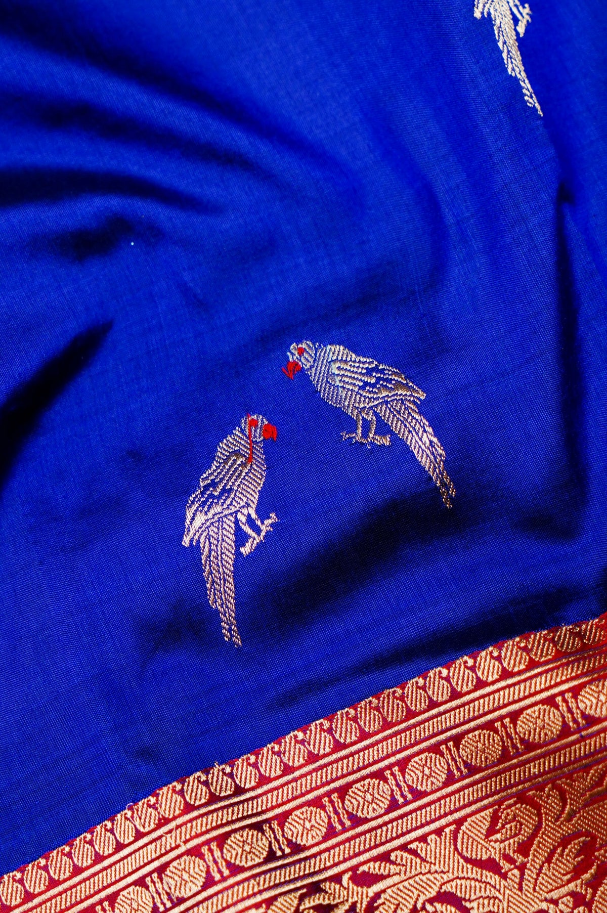 Handwoven Blue Banarasi Katan Silk Saree