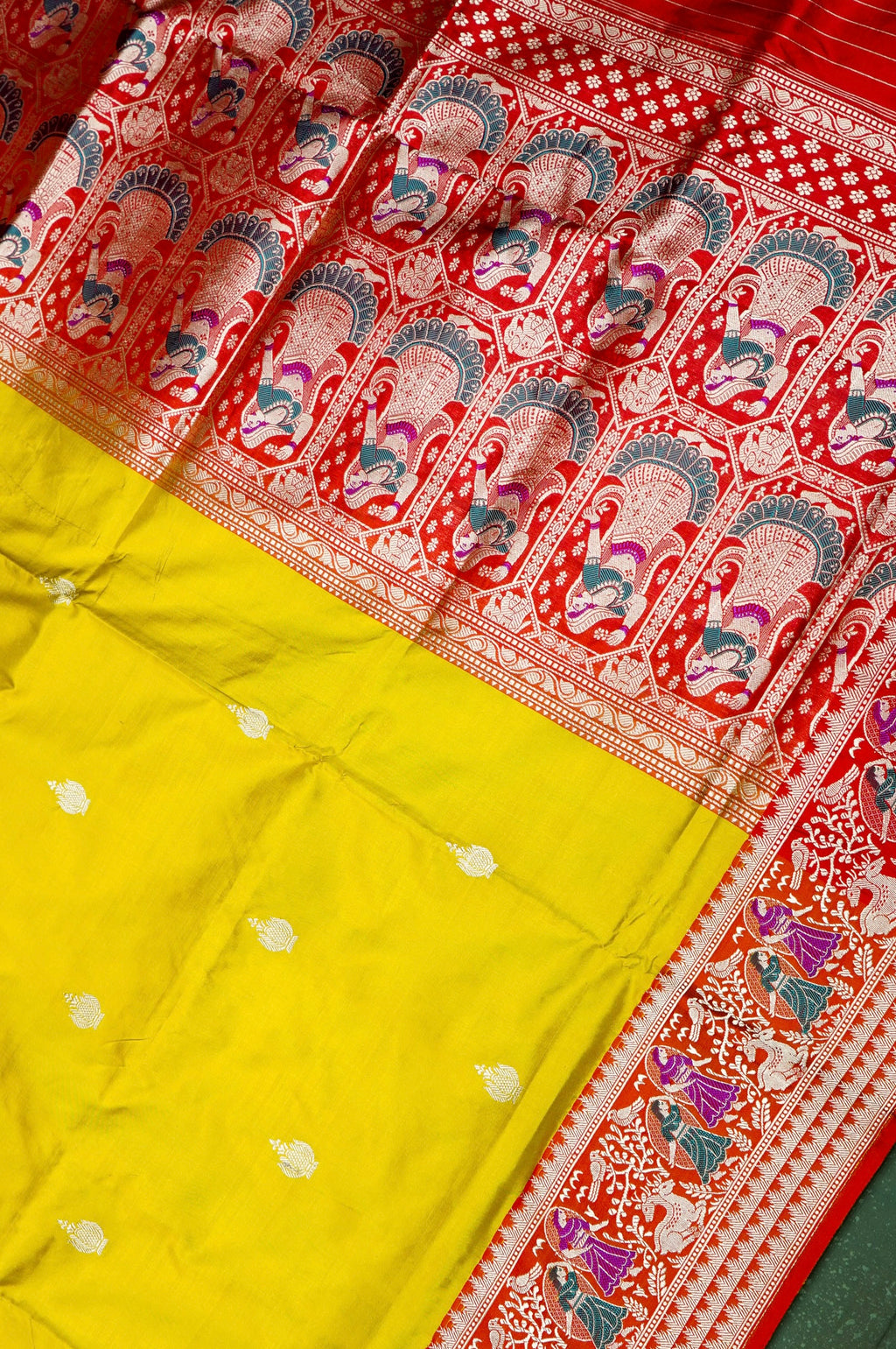 Handwoven Yellow Banarasi Katan Silk Saree
