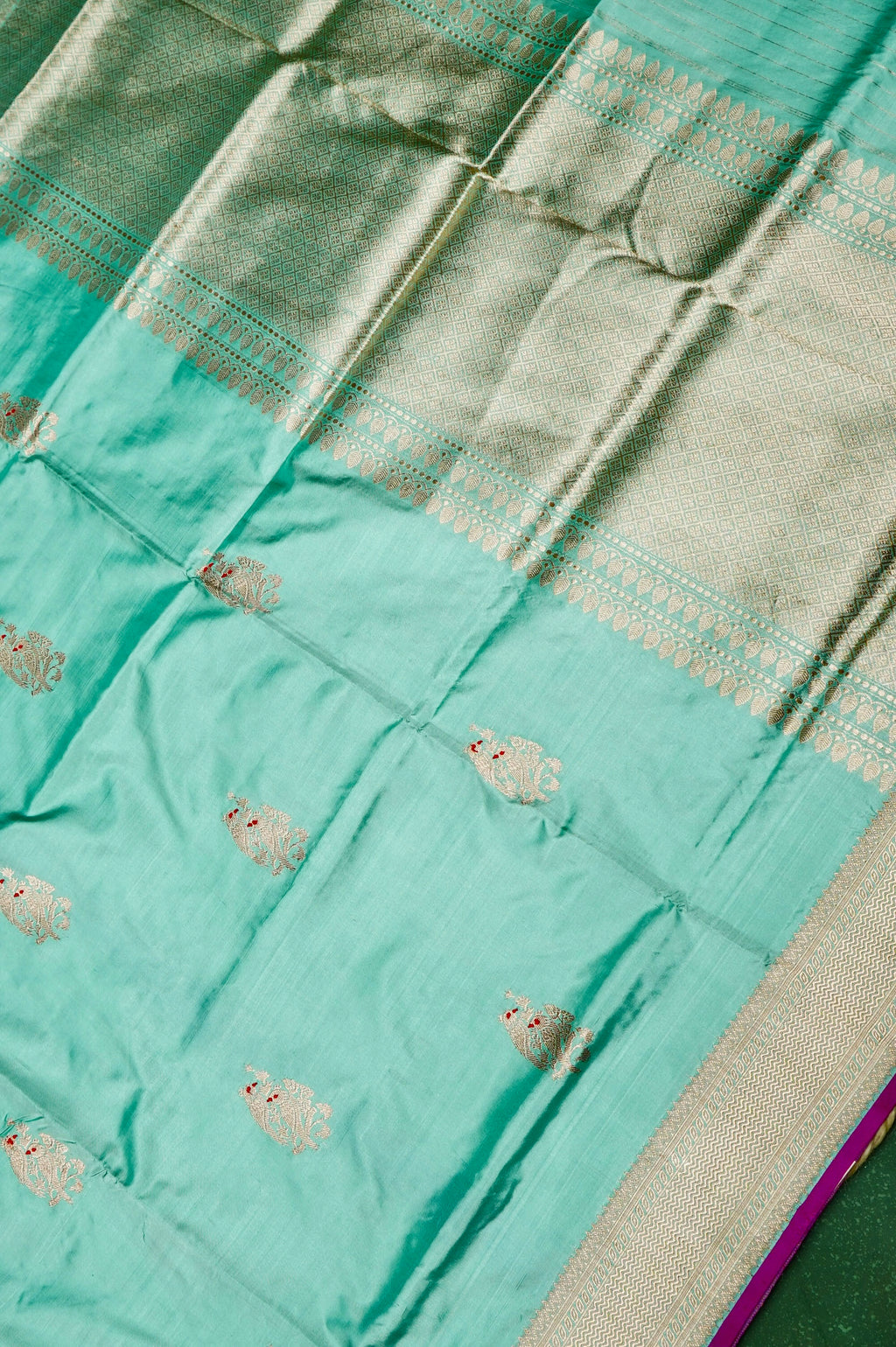 Handwoven Mint Green Banarasi Katan Silk Saree