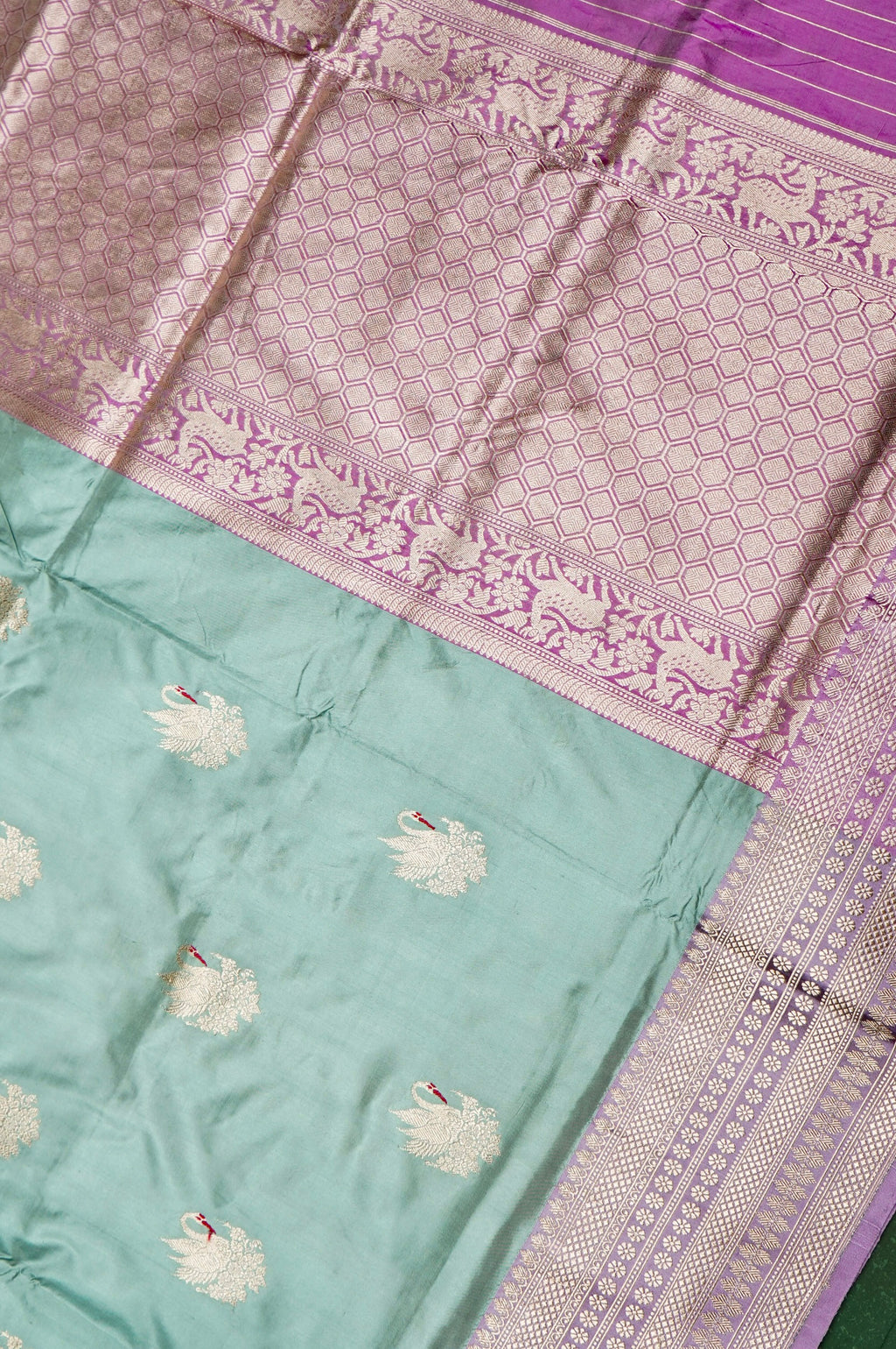 Handwoven Sea Green Banarasi Katan Silk Saree