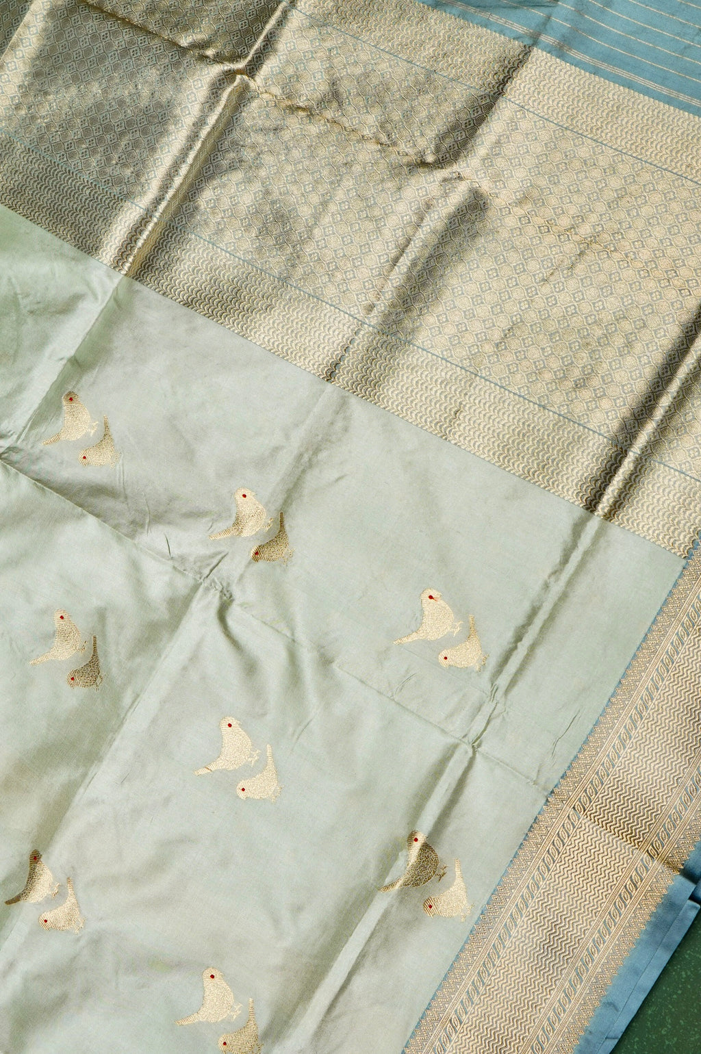 Handwoven Light Grey Banarasi Katan Silk Saree