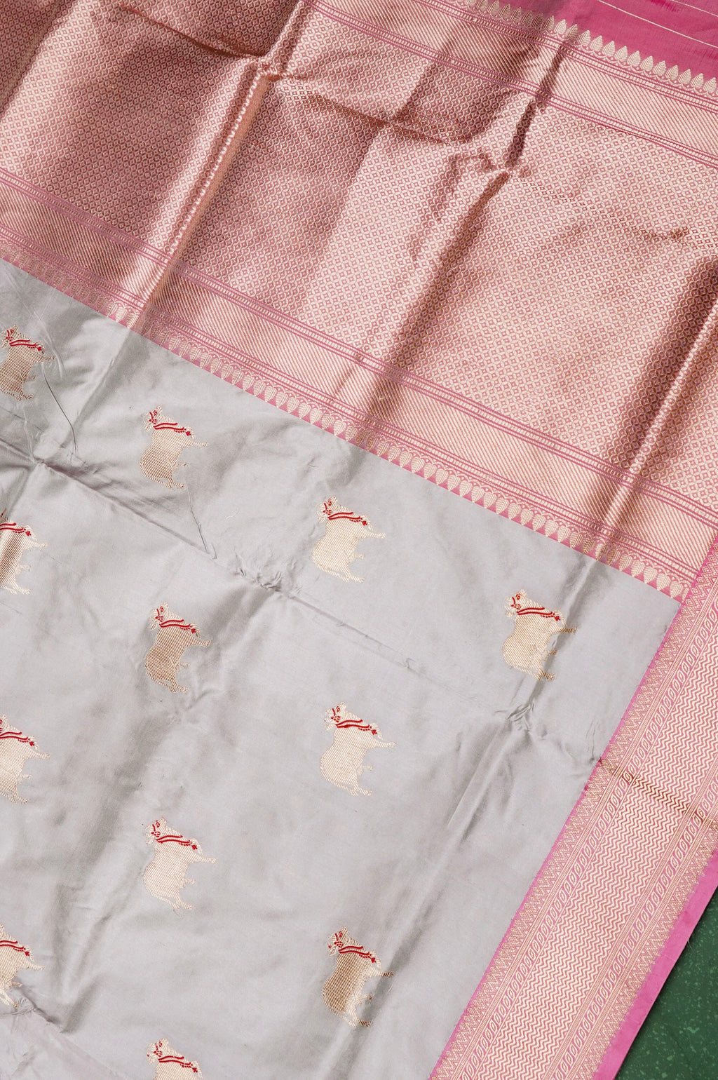 Handwoven Grey Banarasi Katan Silk Saree