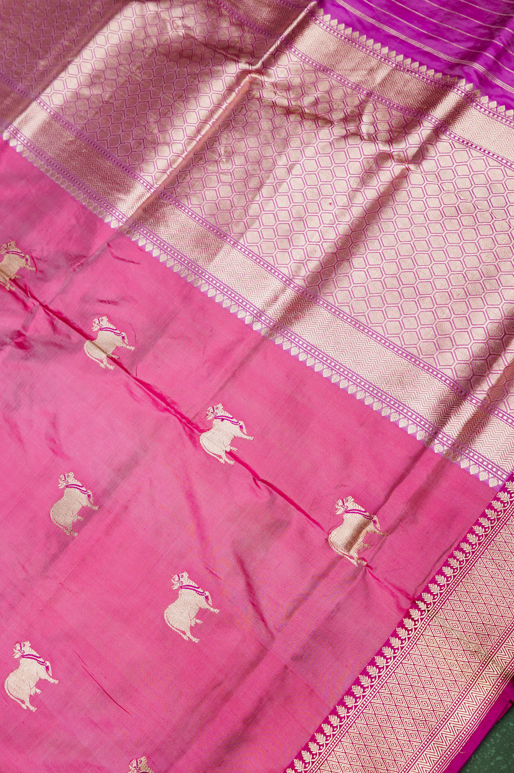 Handwoven Pink Banarasi Katan Silk Saree