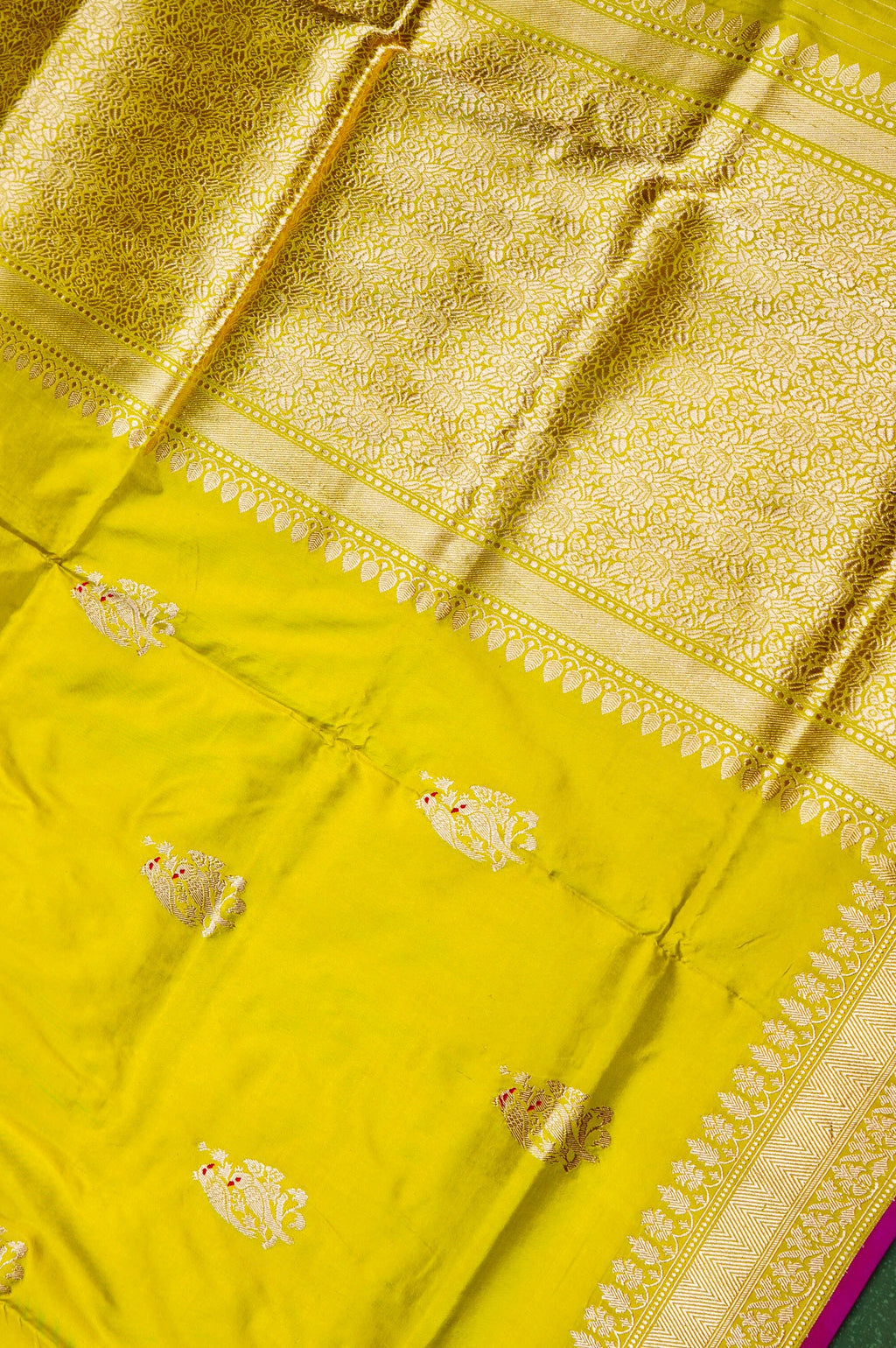 Handwoven Yellow Banarasi Katan Silk Saree