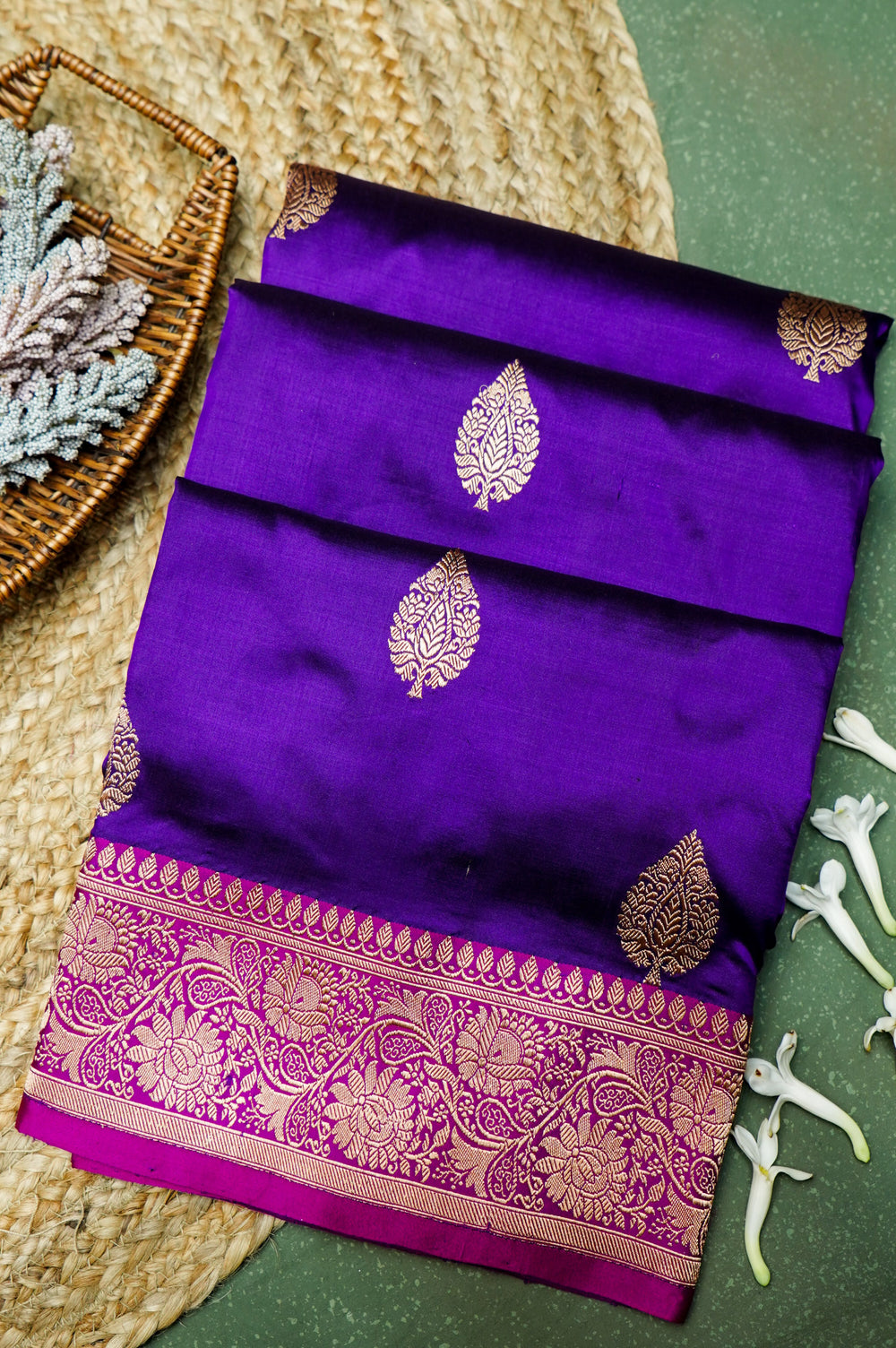 Handwoven Purple Banarasi Katan Silk Saree