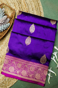 Handwoven Purple Banarasi Katan Silk Saree