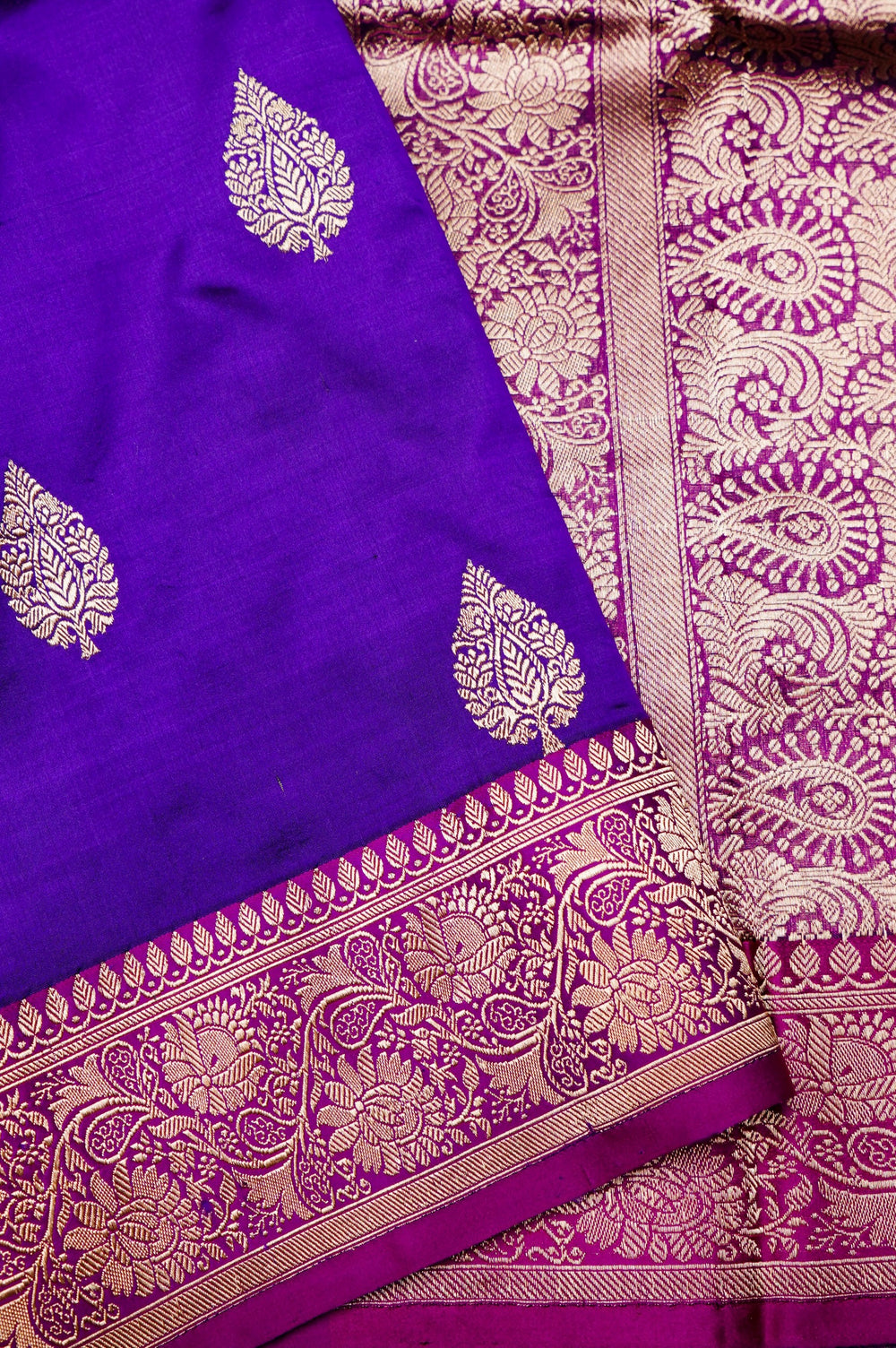 Handwoven Purple Banarasi Katan Silk Saree