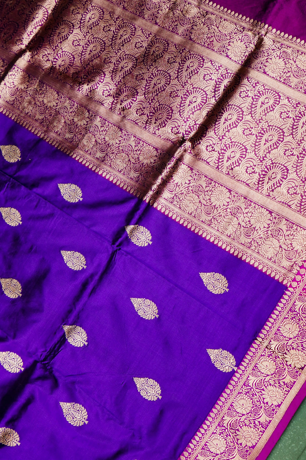 Handwoven Purple Banarasi Katan Silk Saree