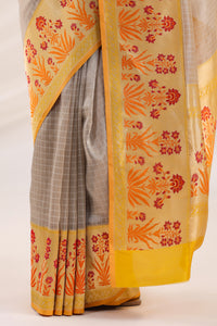 Handwoven Banarasi Grey Organza Saree