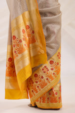 Handwoven Banarasi Grey Organza Saree