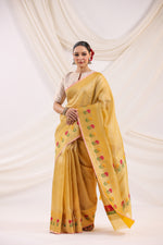 Handwoven Banarasi Yellow Organza Saree