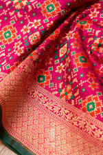 Handwoven Banarsi Magenta Pink Katan Silk Saree