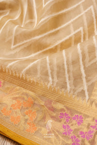 Handwoven Banarsi Yellowish Beige Silk Saree