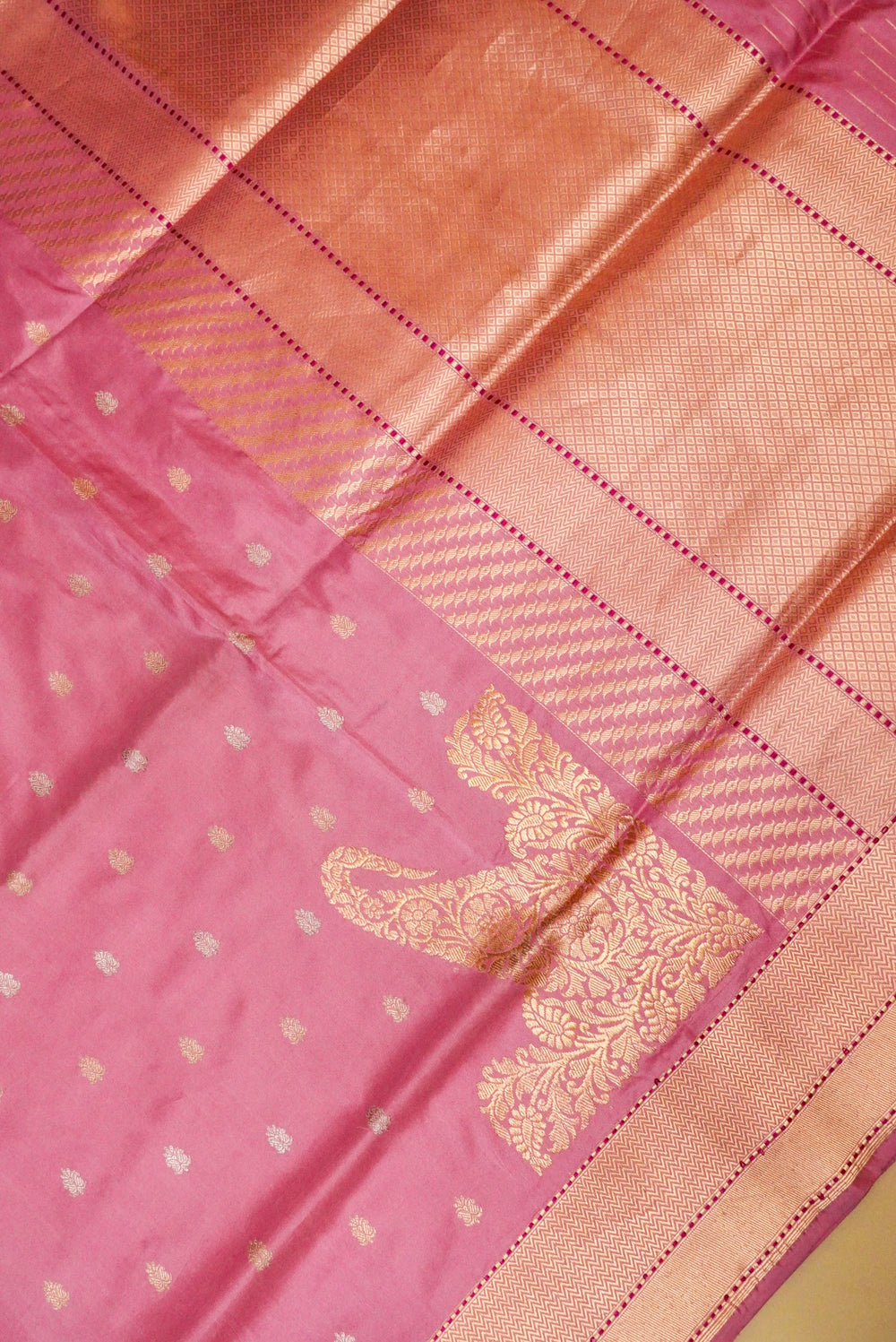 Handwoven Baby Pink Banarasi Katan Silk Saree