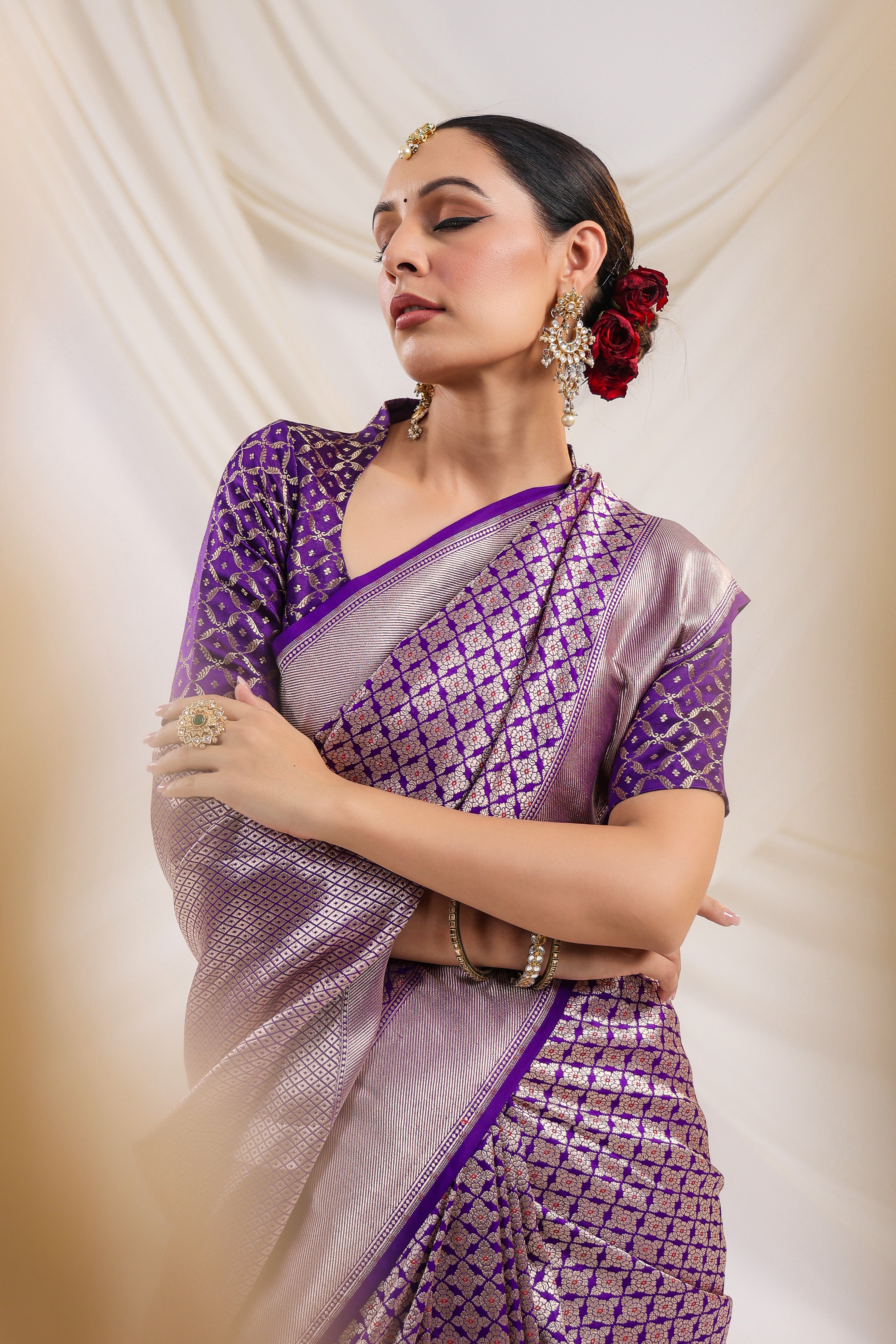 Magenta Pure Katan Silk Banarasi Handloom Saree – Himagauri Sarees