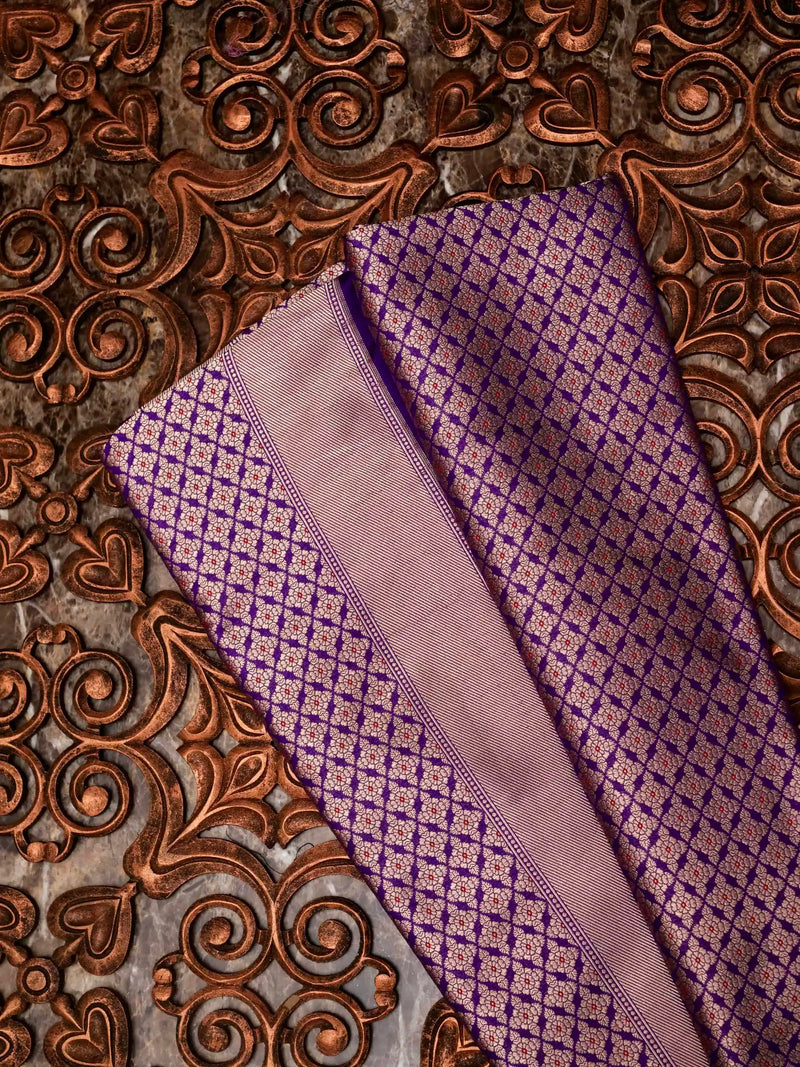 Handwoven Ink Purple Banaras Katan Silk Saree