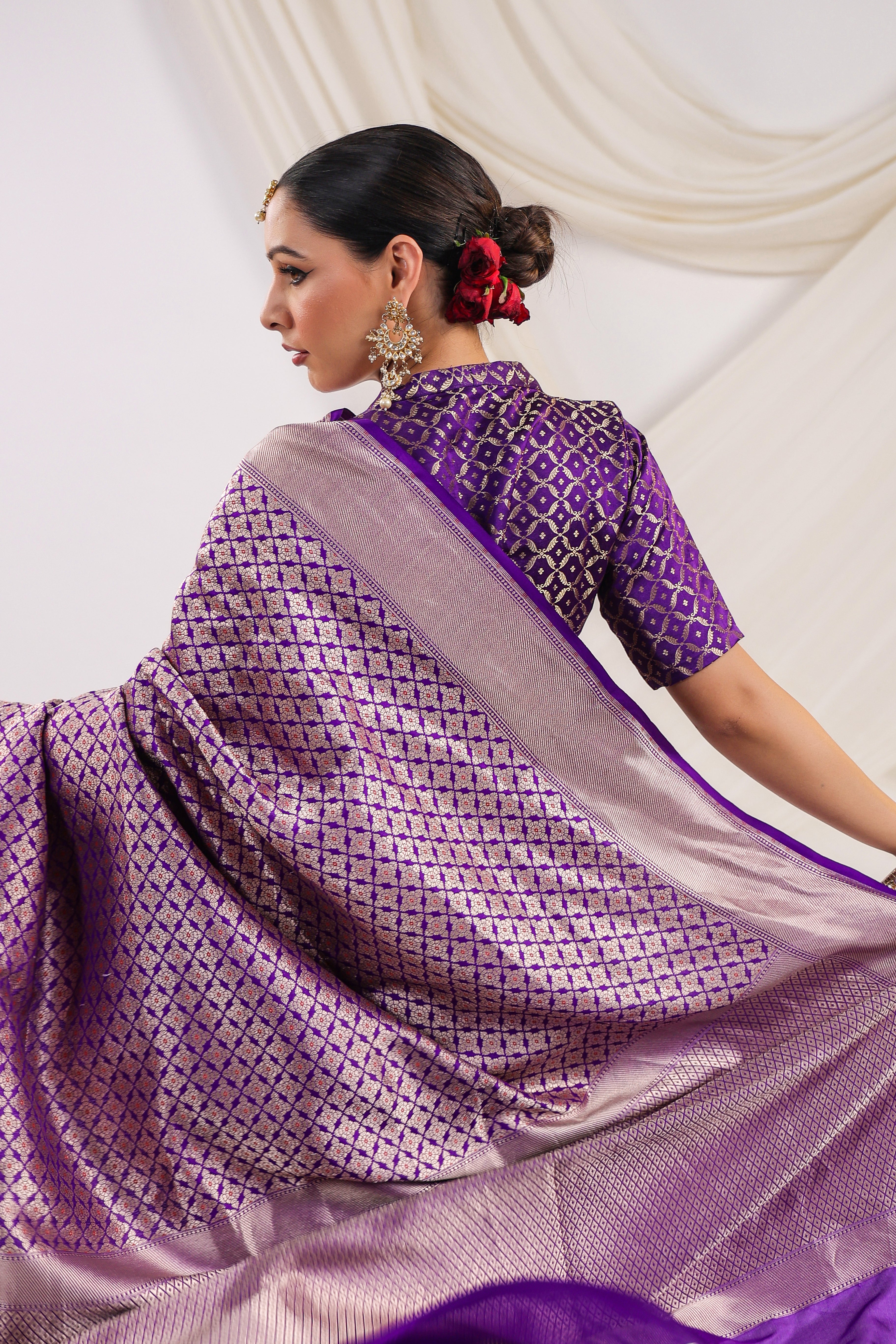 Violet Color Traditional Banarasi Silk Saree