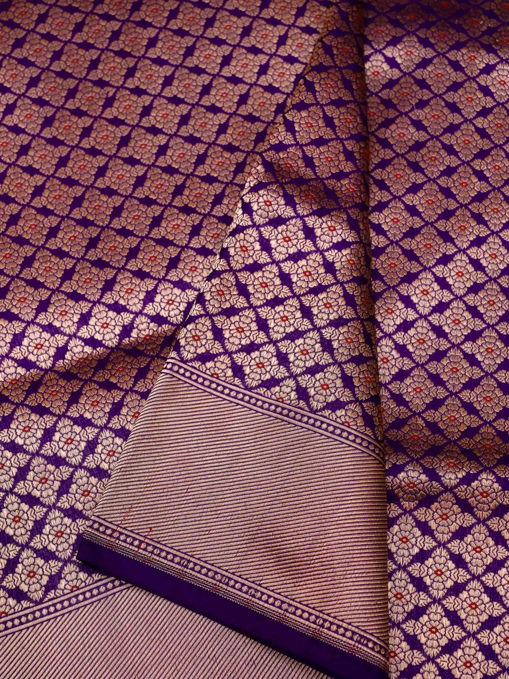 Handwoven Ink Purple Banaras Katan Silk Saree