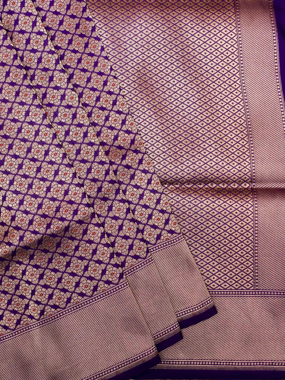 Handwoven Ink Purple Banaras Katan Silk Saree