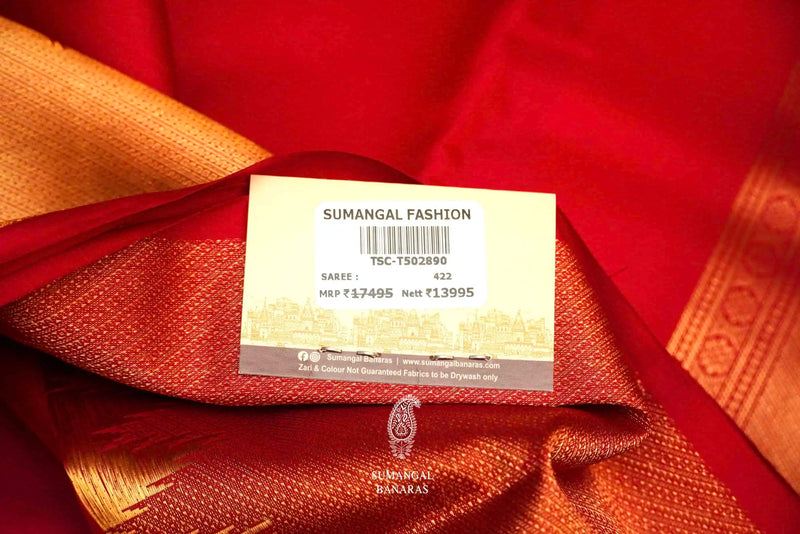 Handwoven Red Kanjivaram Katan Silk Saree