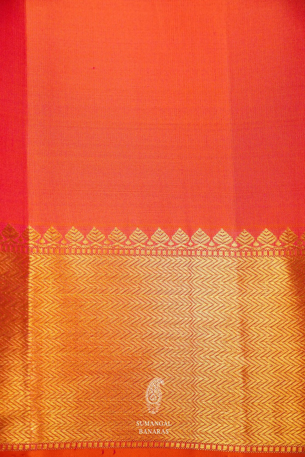 Handwoven Orange Kanjivaram Katan Silk Saree