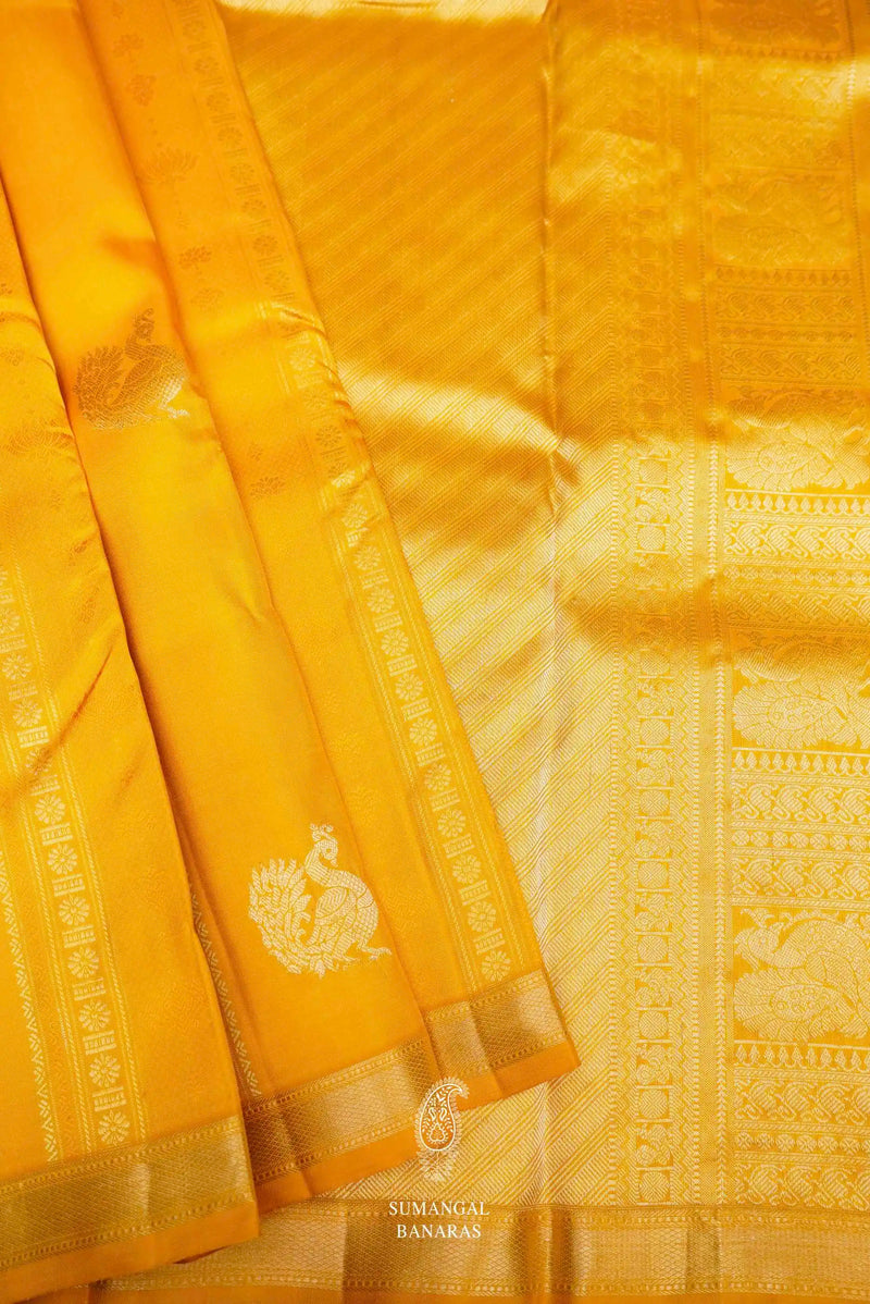 Handwoven Yellow Kanjivaram Katan Silk Saree