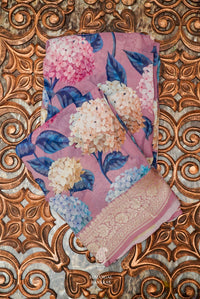 Handwoven Pink Banarasi Georgette Saree