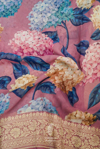 Handwoven Pink Banarasi Georgette Saree