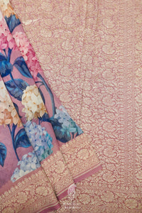 Handwoven Pink Banarasi Georgette Saree