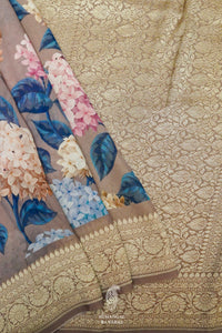 Handwoven Beige Banarasi Georgette Saree