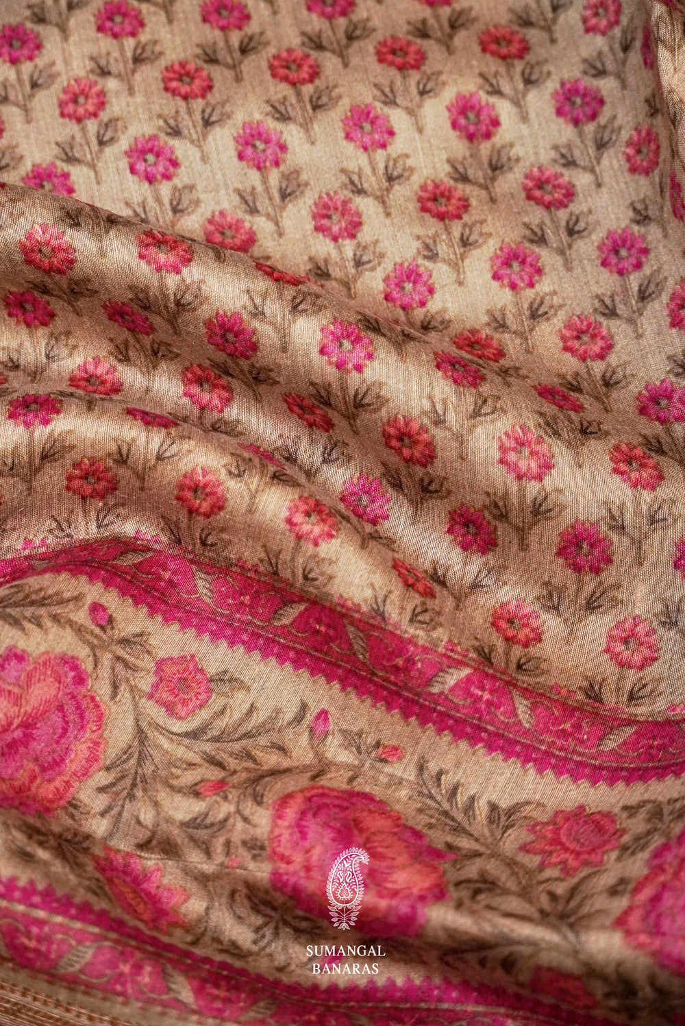 Handwoven Beige Banarasi Muslin Silk Saree