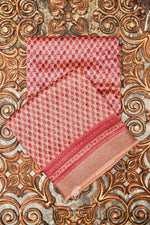 Handwoven Peache Banarasi Muslin Silk Saree