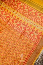 Handwoven Yellow Banarasi Muslin Silk Saree