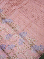 Designer Peach Organza Silk Saree