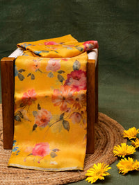 Designer Mango Yellow Organza Silk Saree