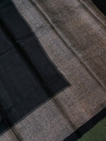 Handwoven Black Banarasi Tussar Silk Saree