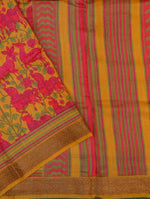 Designer Mustard Yellow Muslin Silk Saree