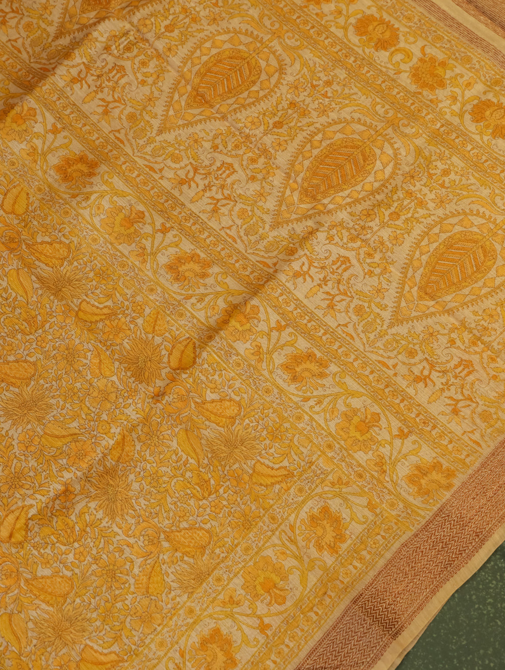 Designer Yellow Muslin Silk Saree