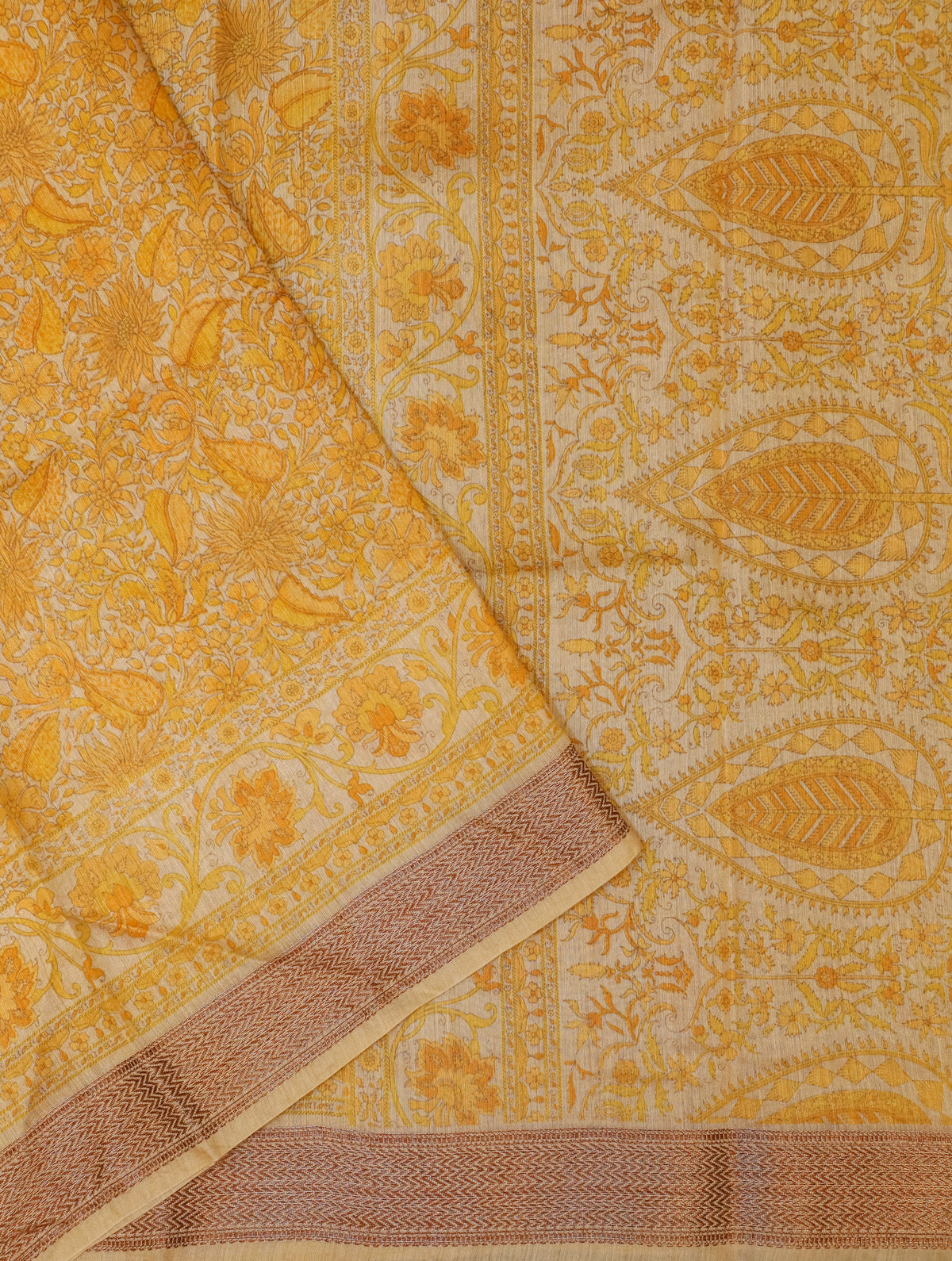 Designer Yellow Muslin Silk Saree